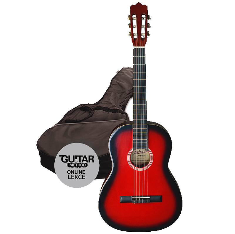 Klasická kytara paket 3/4 Ashton  SPCG 34 TRB Pack (červená)