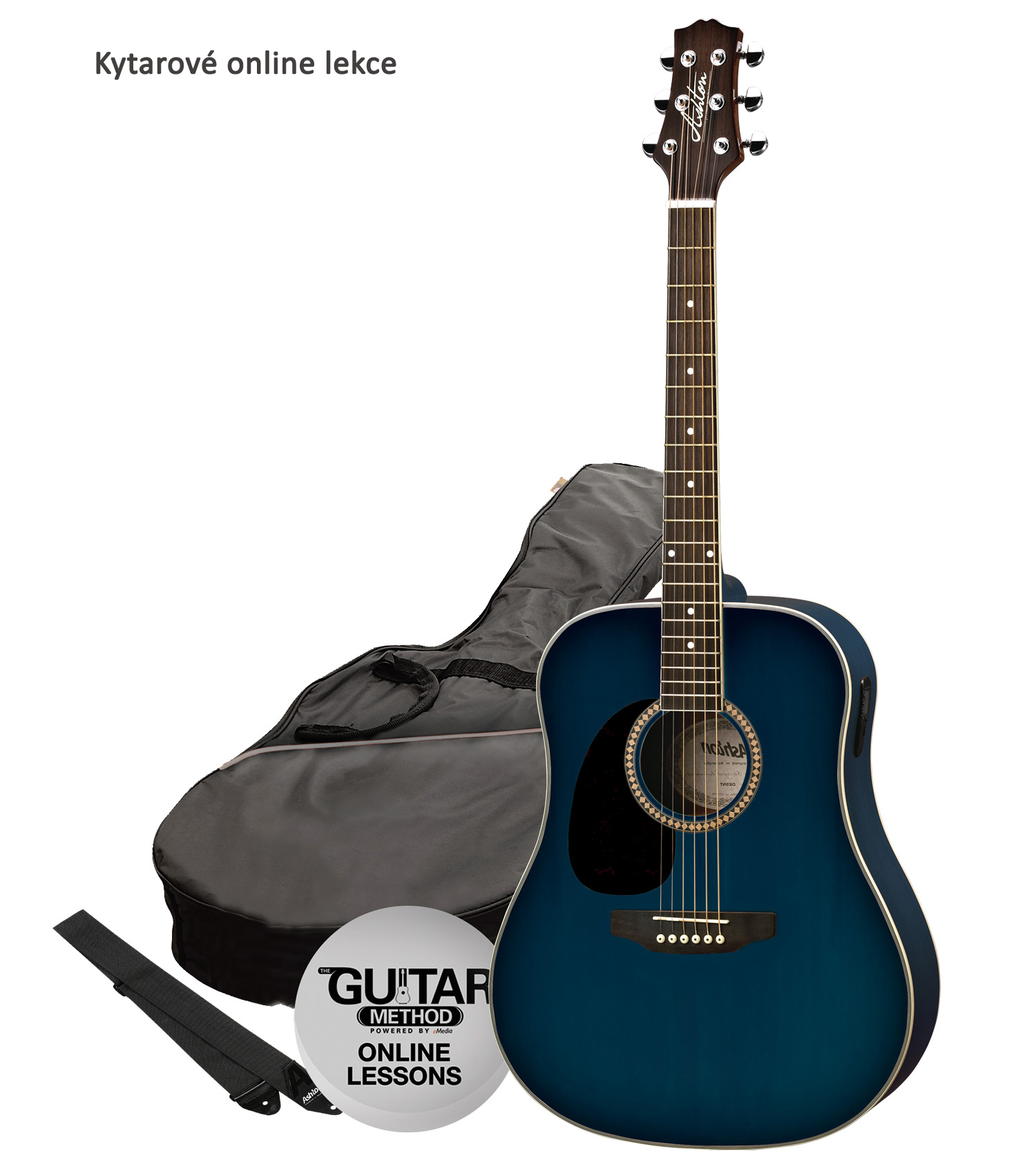 Akustická kytara paket levoruká Ashton  D25L TBB Pack