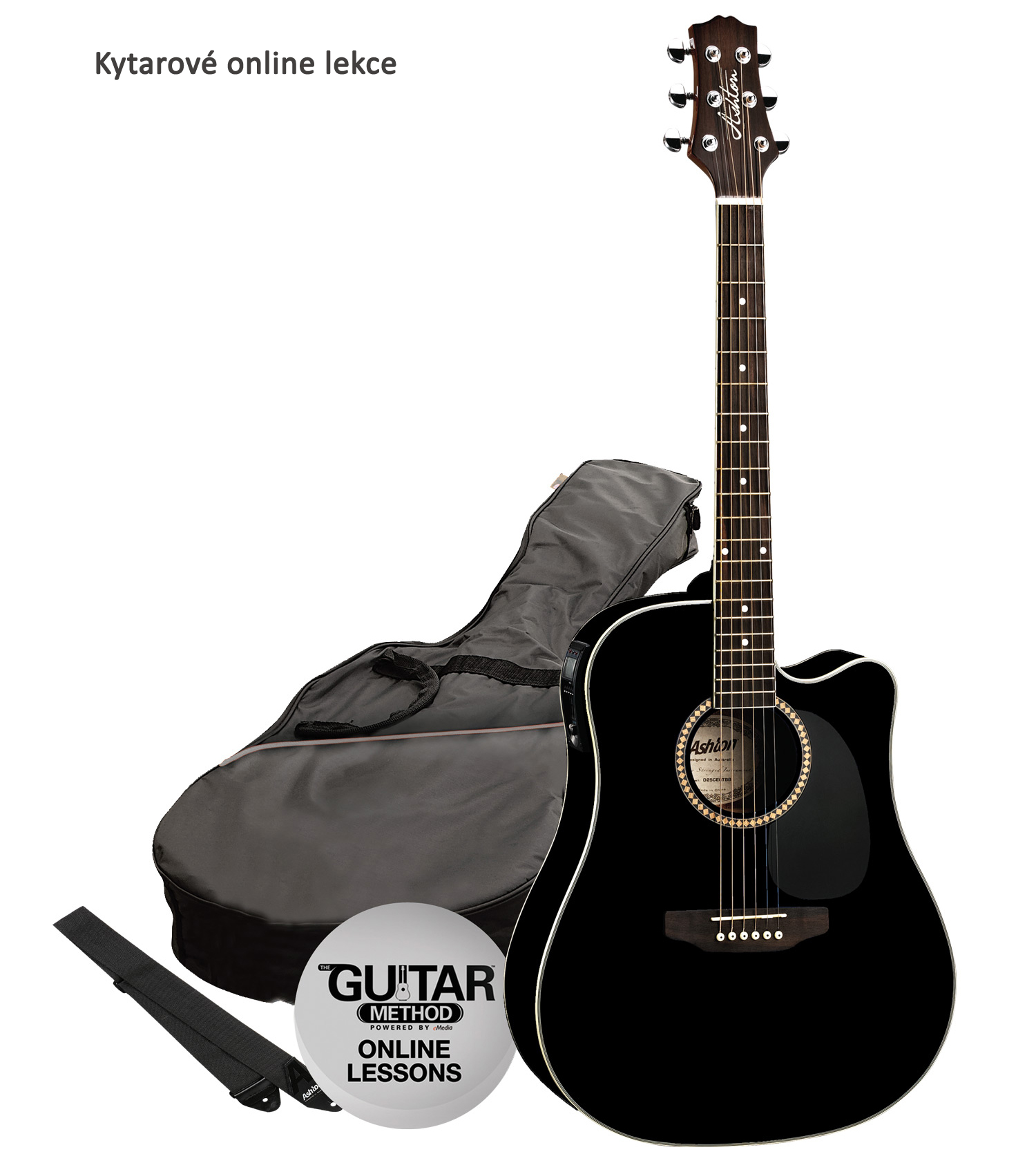 Elektroakustická kytara paket Ashton  D25CEQ BK
